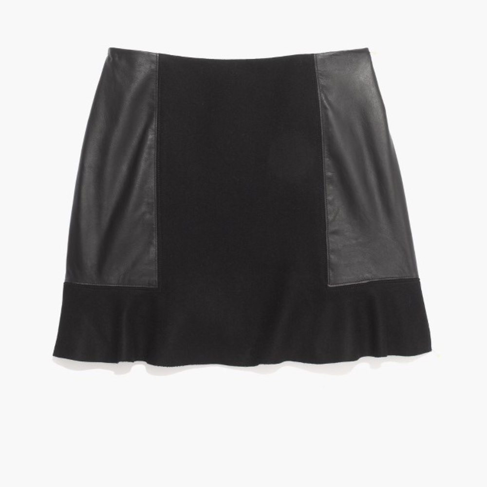 Madewell Leather Panel Boulevard Skirt Size 0